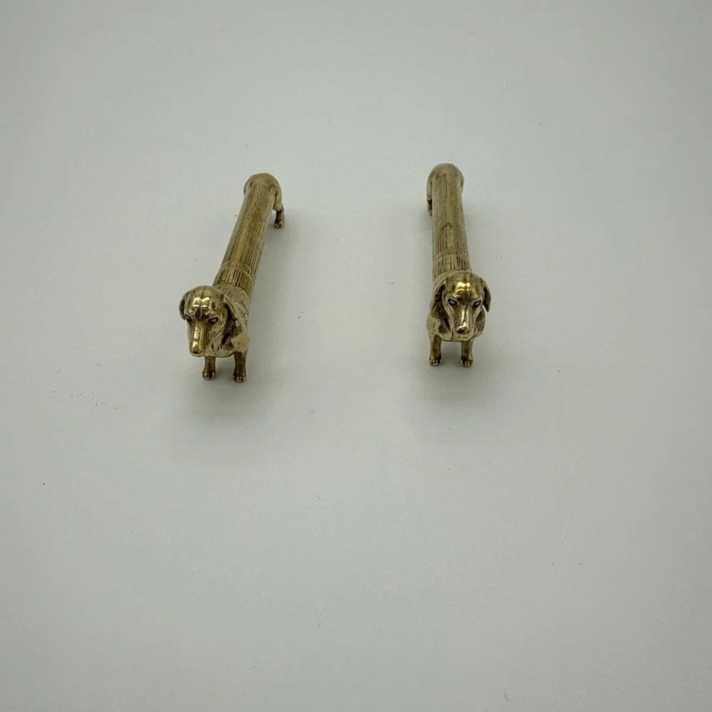 Brass Dachshund Dog Figurine Set of 2 Decorative Collectible Dog Breed Statues